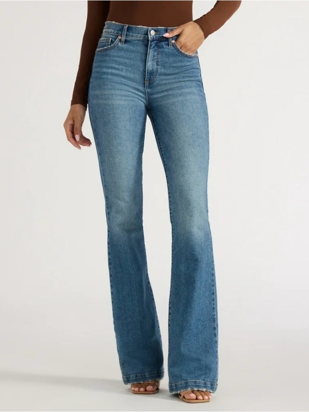 sofia by sofia vergara Mid-Rise Flare Jeans - Blue Wash